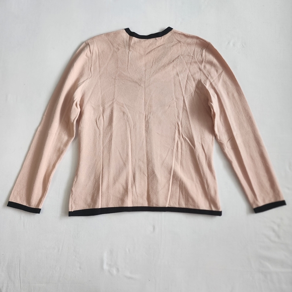 Jones New York Size S Pink Cardigan w/ Black Bow Coquette - Picture 6 of 9